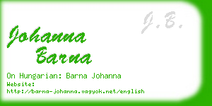 johanna barna business card